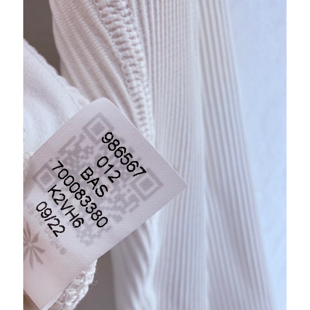 Athleta Womens White Ribbed Full Zip Mock Neck Salutation Jacket Thumbholes M - Picture 5 of 9